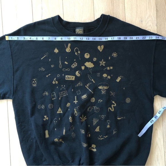 Obey The Last Night Girl Sweater Crew Neck Sweatshirt in Black Made in USA - Picture 10 of 11